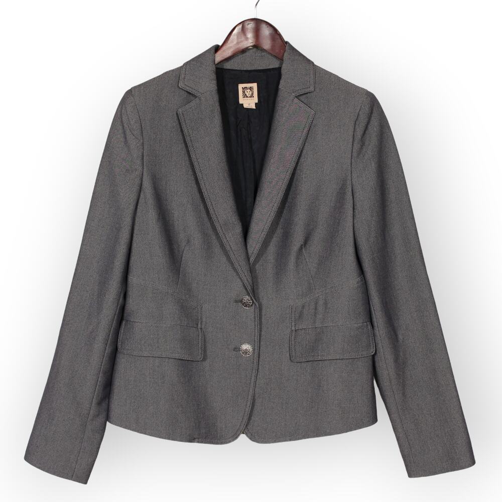 Anne Klein (12) Blazer Jacket Women Lined Blue-Grey